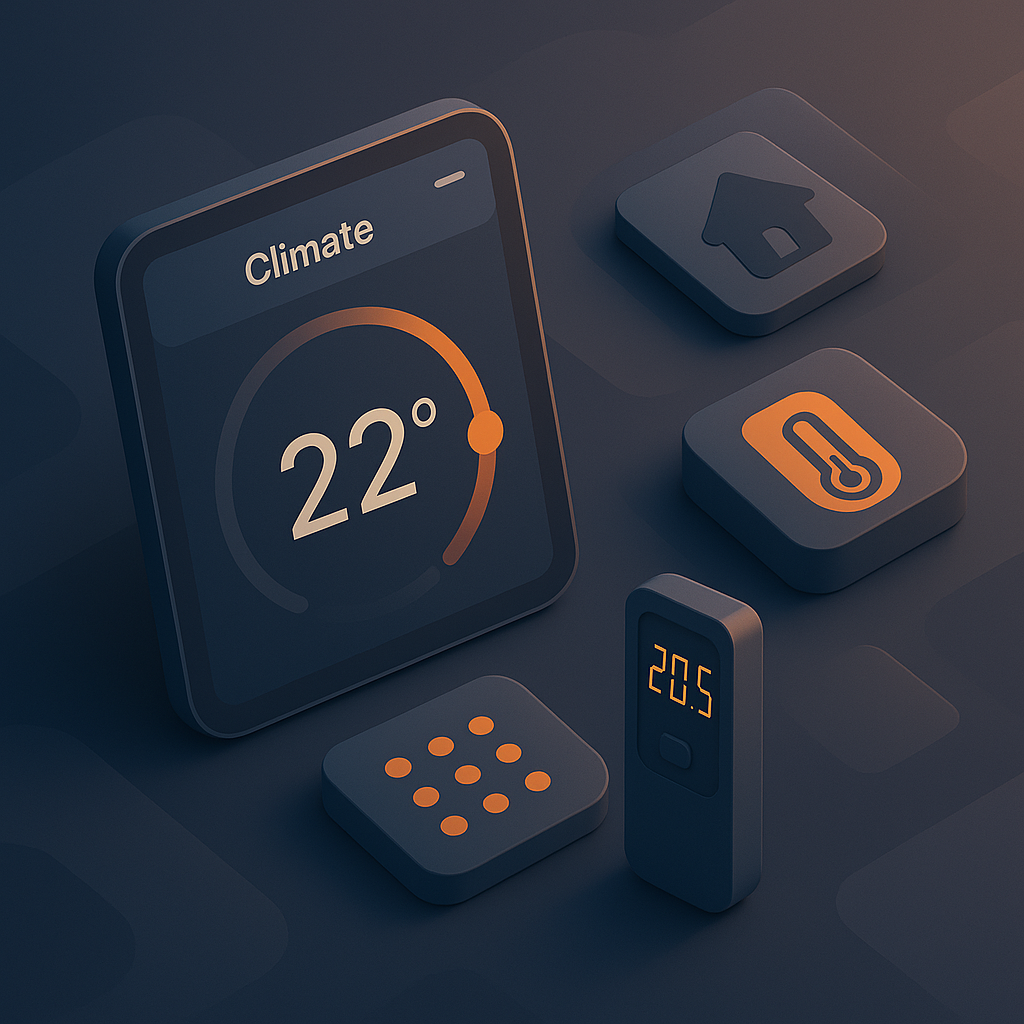 Manuale Temperatureinstellung im "Klima"-Menü und in verschiedenen Apps